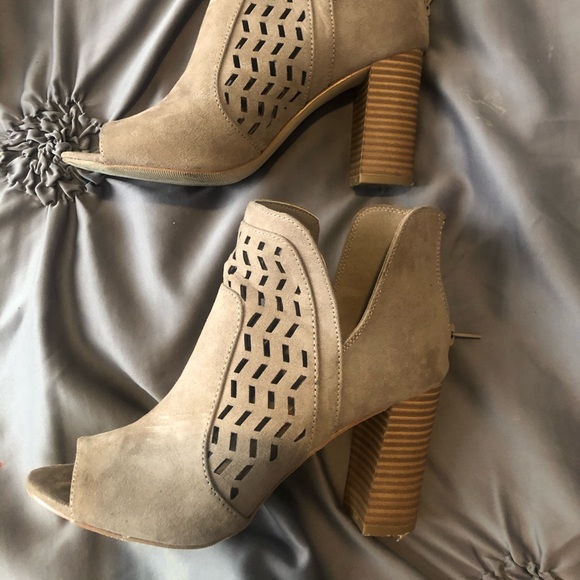 Taupe Suede Ankle Booties - Picture 1 of 3